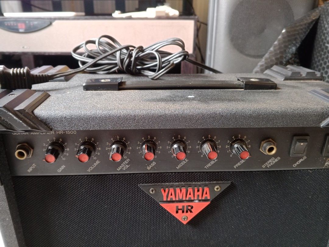 Yamaha HR-1500 Guitar Amplifier (Category: Musical Instruments) located in Manila. Submitted by papong89 (Listing ID 1459107041, Image 2). Description: - Yamaha HR-1500 Guitar Amplifier - 25 Watts of power - Proudly Made in Japan - Controls: Input, Volume, Master, Bass, Middle, Treble, Presence, Chorus - Features: Stereo Phones output - Power Switch - Tested and confirmed working - Ideal for practice sessions or small live performances.
