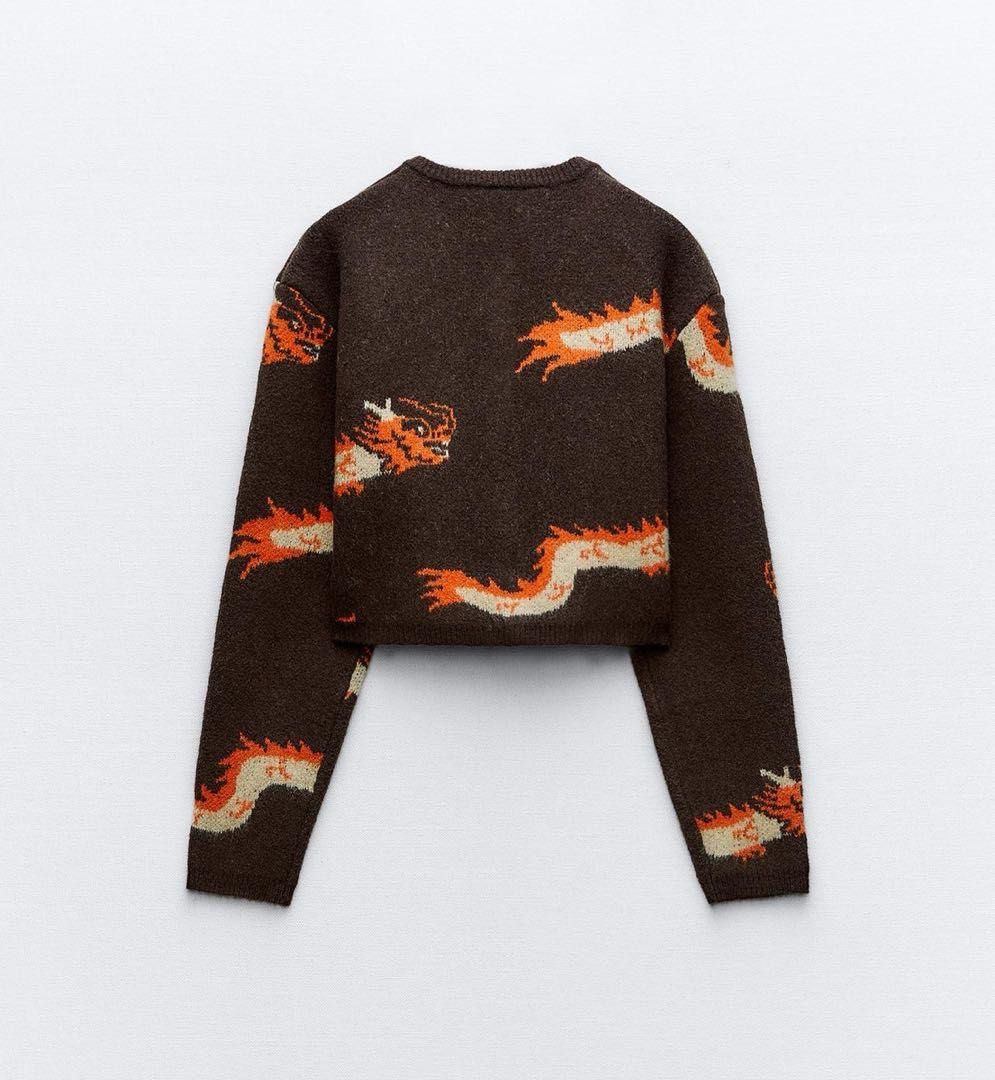Zara Dragon Knit Cardigan (Category: Coats, Jackets and Outerwear) located in Bocaue. Submitted by vanessaolmedo (Listing ID 1459176040, Image 2). Description: Brand new with tag M on tag.