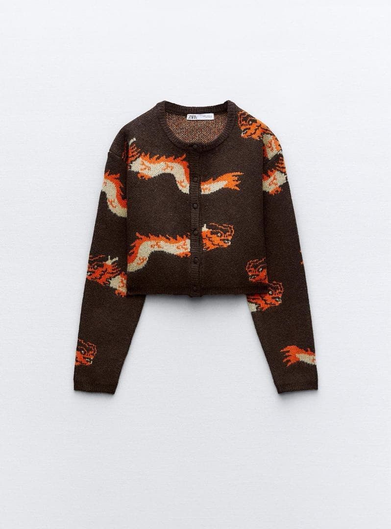 Zara Dragon Knit Cardigan (Category: Coats, Jackets and Outerwear) located in Bocaue. Submitted by vanessaolmedo (Listing ID 1459176040, Image 1). Description: Brand new with tag M on tag.