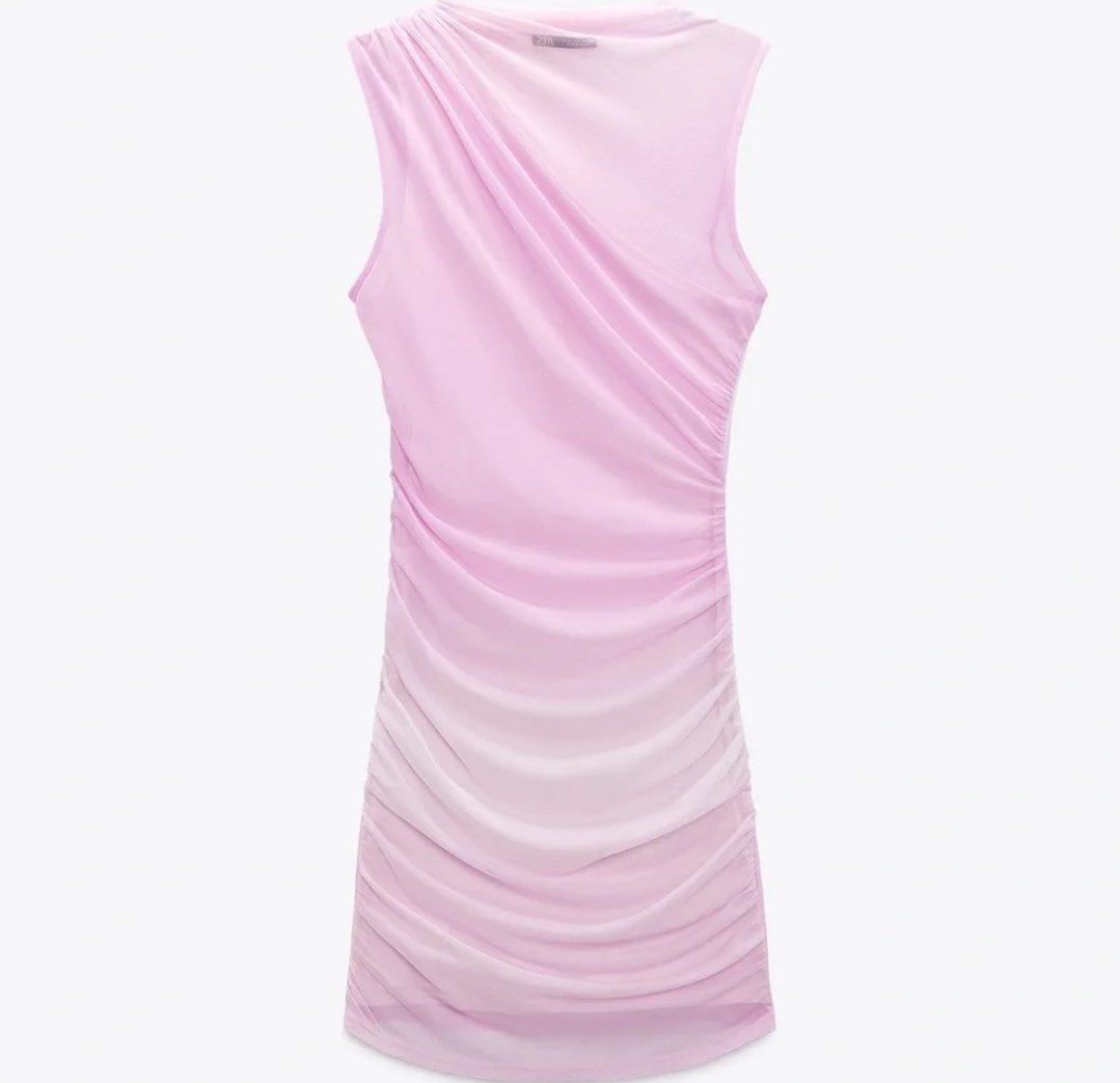 Zara Draped Tulle Pink Mini Dress (Category: Dresses) located in Pasig City. Submitted by clothes222_ (Listing ID 1459237165, Image 2). Description: Used only 2x - Rfs: Decluttering - Pasig.