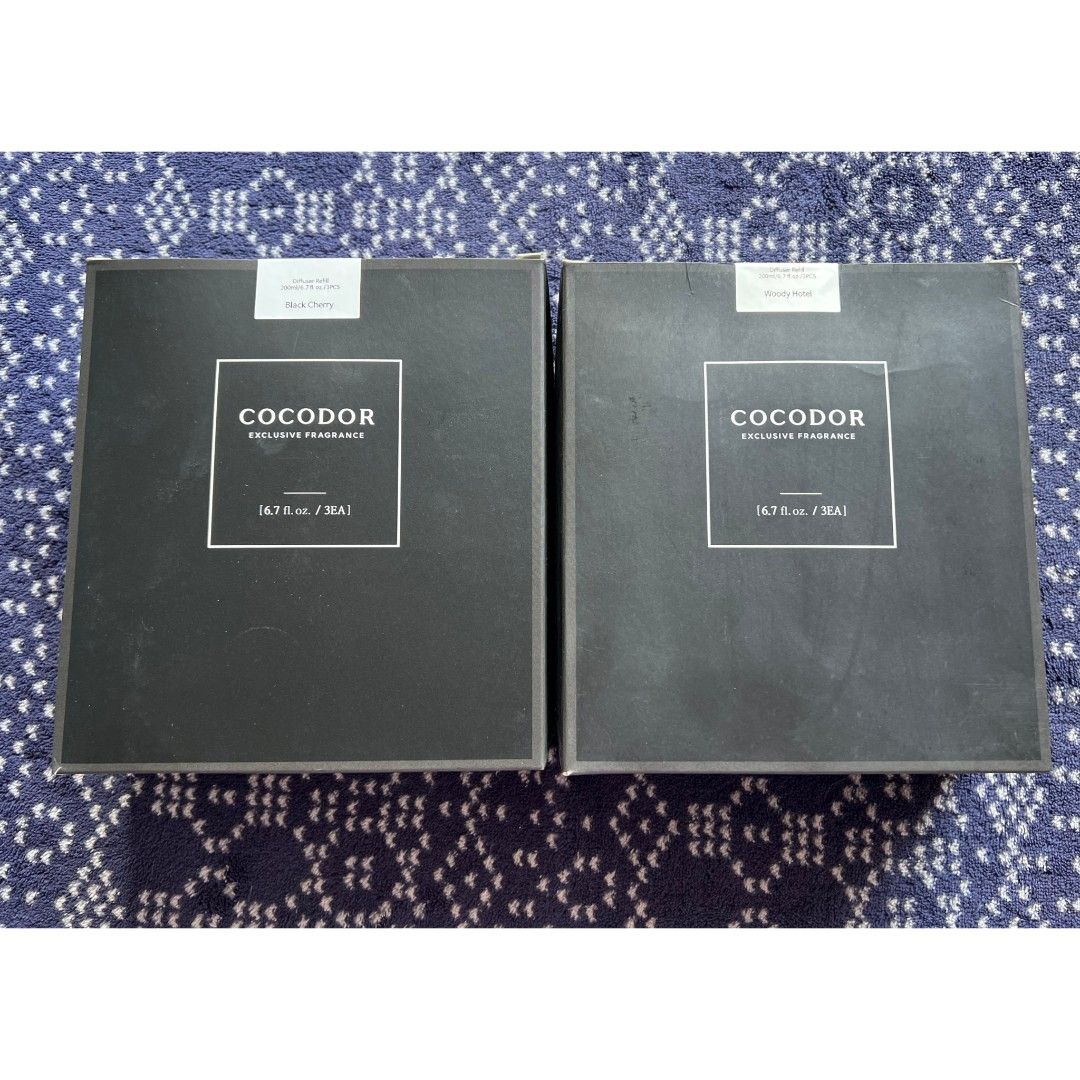 3 PCs Cocodor Reed Diffuser Oil Refill 200ml x 3 (600ml) (Category: Home Fragrance) located in Quezon City. Submitted by rosepam (Listing ID 1462918791, Image 2). Description: Cocodor Reed Diffuser Oil Refill 200ml x 3 Scent: 400/BOX .. FIX PRICE Woody Hotel Black Cherry NEW, Sealed *Medyo dusty box Authentic/original (from Official Store) Rfs: too many (excess sa pang gift) **there might be some white residue at the top and bottom of the bottle,