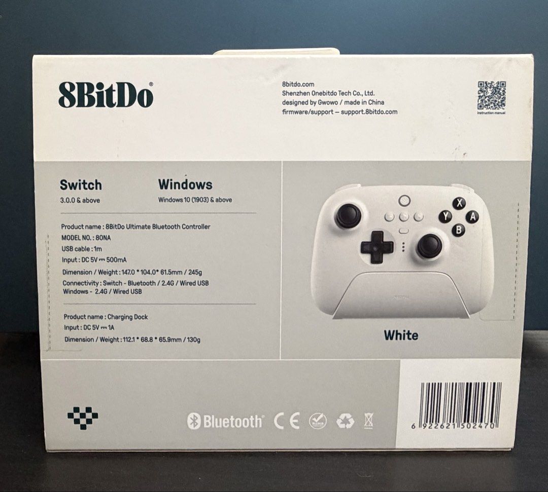 8bitdo Controller (Category: Controllers) located in Singapore. Submitted by jue23_k (Listing ID 1462986427, Image 3). Description: Price can be negotiable. Contents - Bluetooth Controller, Charging Dock, 2.4G Adapter .