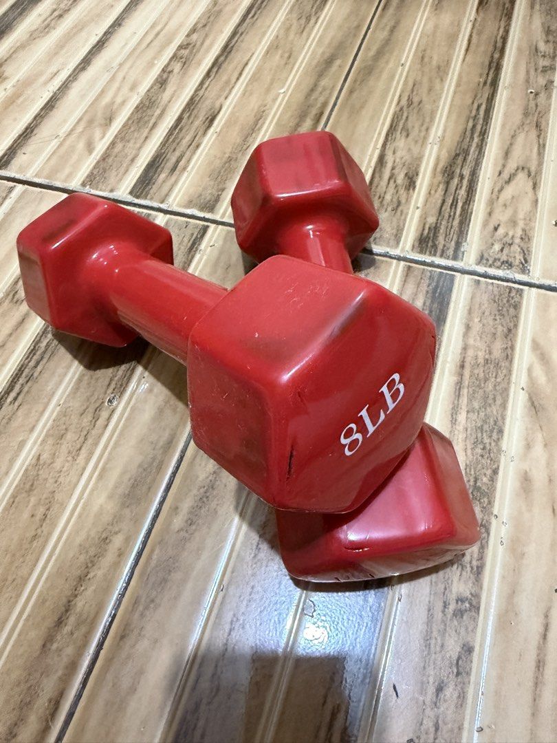 8lbs dumbell set (Category: Other Sports Equipment and Supplies) located in Manila. Submitted by ph_lemon (Listing ID 1463031486, Image 2). Description: Item: 8LB Dumbbell Pair (Red) Condition: Pre-owned, minor cosmetic wear, fully functional Features: Hexagon anti-roll ends, protective coating Options: Pickup or Delivery (shipping fee to be covered by buyer) Pickup at Dali Everyday Grocery - Tondo - Zaragoza .