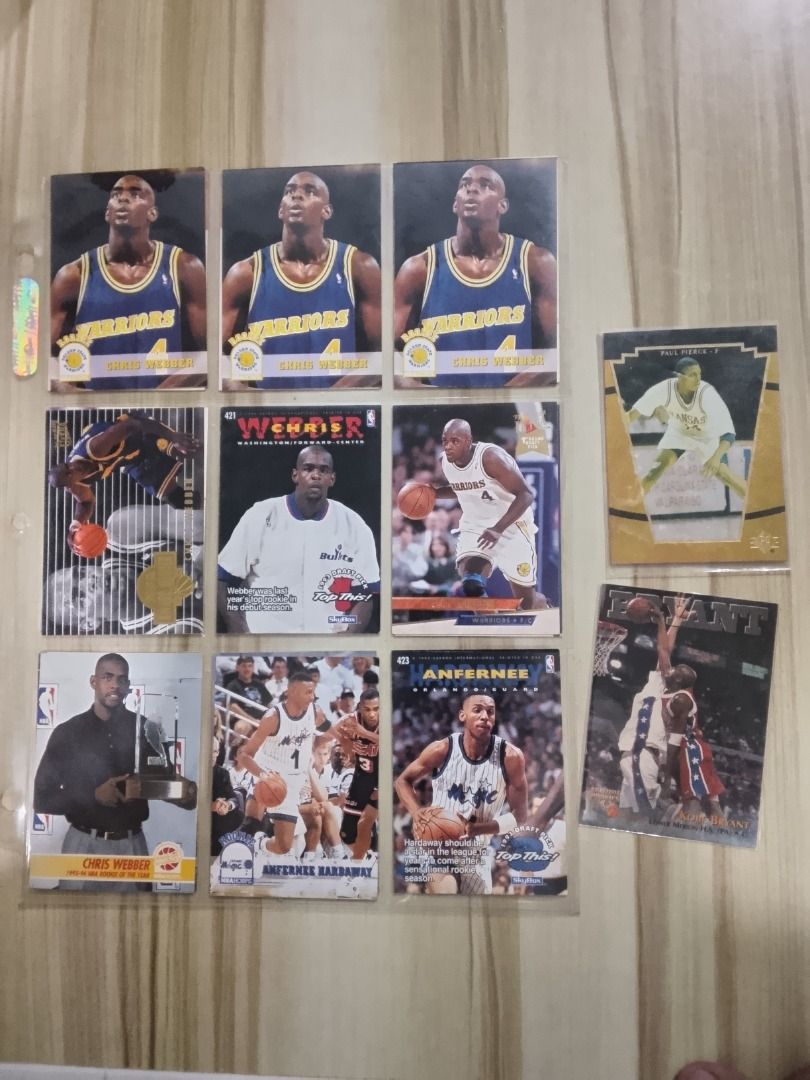 90s NBA cards (Category: Raw Singles) located in Paranaque City. Submitted by emedia7954 (Listing ID 1462901867, Image 2). Description: Rush sale lot 2k 370 PCs Includes: Pre rookie card kobe,paul pierce,etc.. Rookie cards- Webber, camby, penny, Glenn robinson etc. Loc. Taguig.