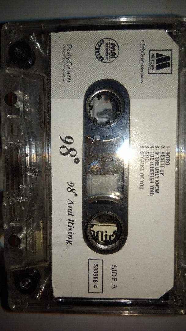 98 Degrees And Rising Cassette Tape (Category: CDs & DVDs) located in Makati City. Submitted by julz2026 (Listing ID 1463005529, Image 2). Description: -Price is fixed -No inlay but transparent casing is included -Very good condition.
