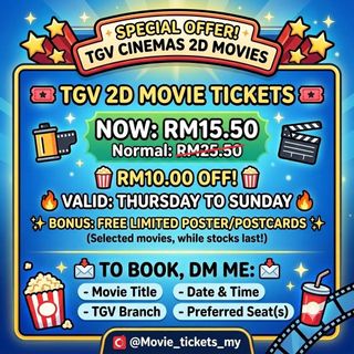(Category: ) located in . Submitted by movie_tickets_my (Listing ID 1462926858, Image 1). Description: .