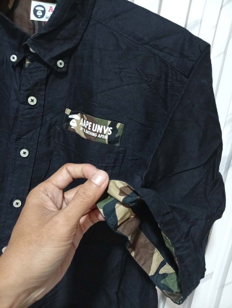 Aape By Bathing Ape Camou Patch polo Shirt button down ( Authentic ) (Category: Tshirts & Polo Shirts ) located in Barotac Nuevo. Submitted by john.pritz (Listing ID 1462909707, Image 3). Description: Aape By Bathing Ape Camou Patch Polo shirt Button down ( Authentic ) Like new condi no issue Medium on tag Width 21 to 22 Length 28.