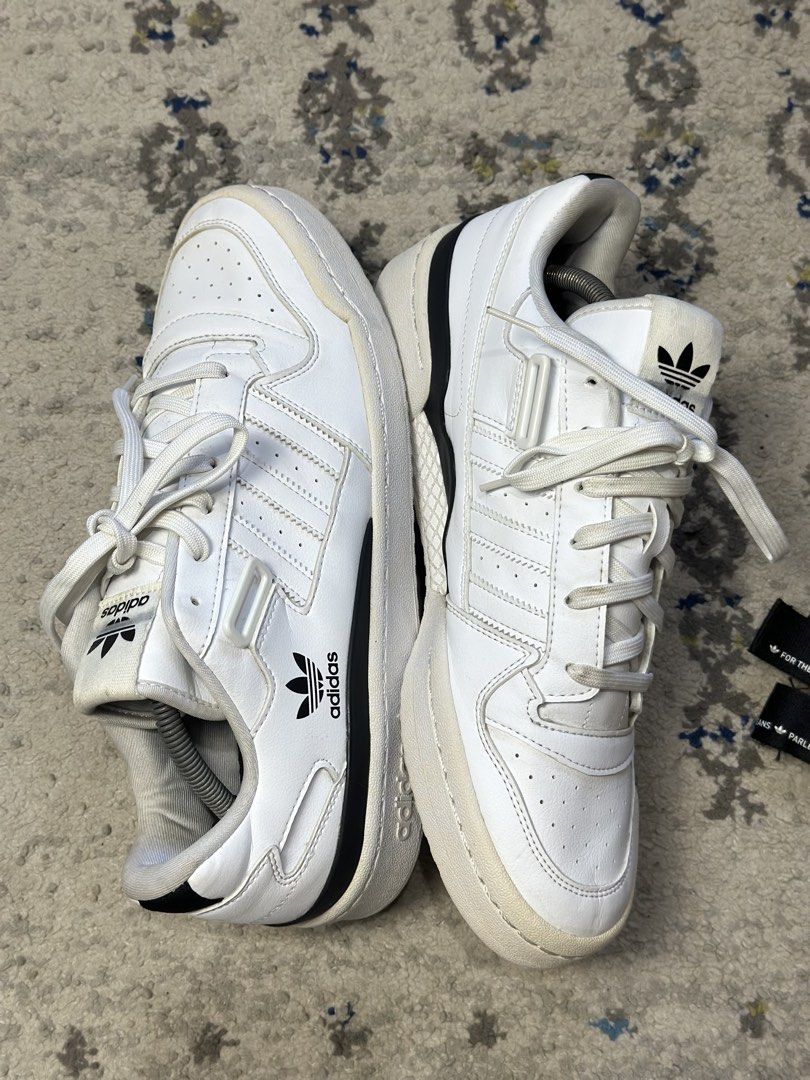 Adidas Forum Low Men "Parley" Size 10.5 (Category: Sneakers) located in Daet. Submitted by thrifthings2018 (Listing ID 1462969638, Image 3). Description: - Adidas Forum Low 'Parley' men's sneakers - Size: 10.5 US - Color: White with black accents - Features original 'Parley for the Oceans' straps - Laces are clean - Classic Adidas silhouette.