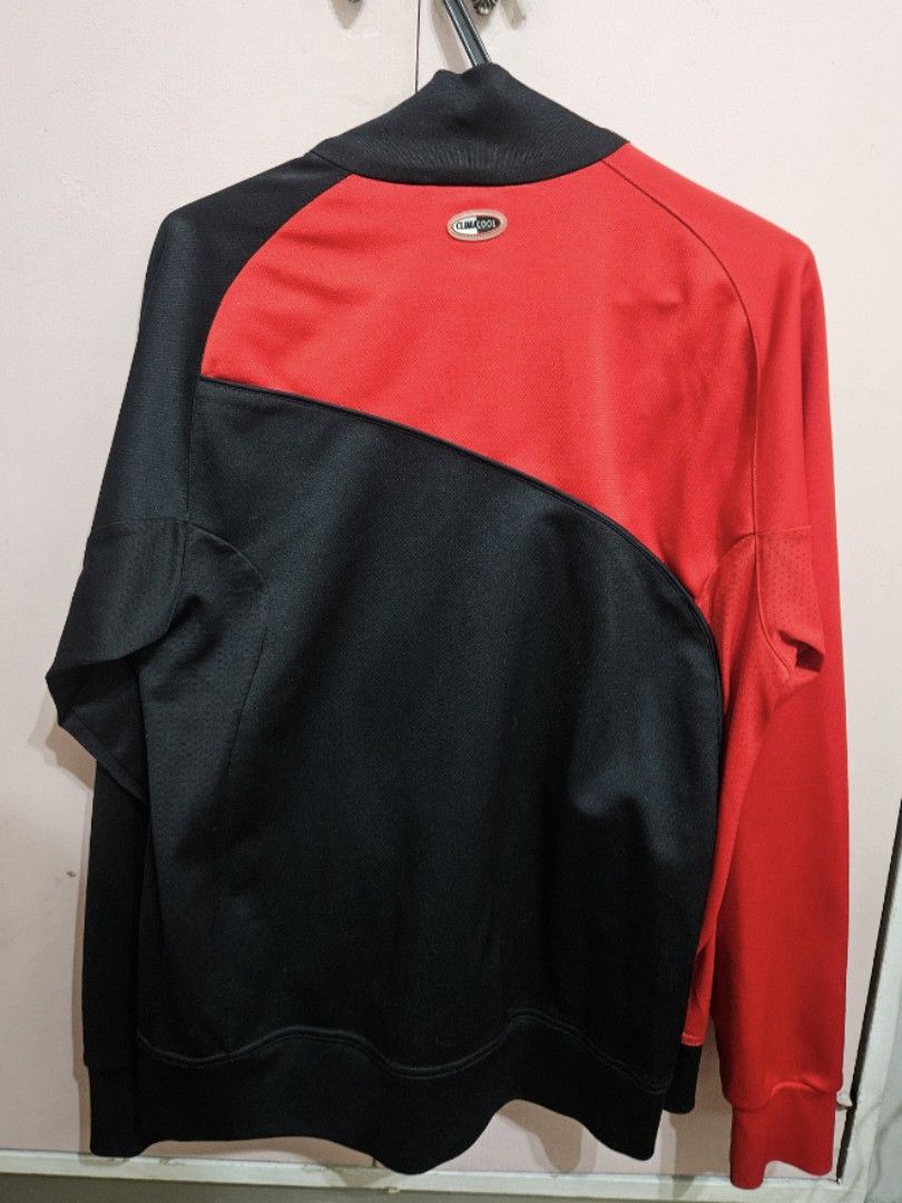 Adidas Track Jacket Red Black White Stripes Size M (Category: Coats, Jackets and Outerwear) located in Quezon City. Submitted by jeannego (Listing ID 1462951715, Image 2). Description: - Adidas Track Jacket - Color: Red and Black with White Stripes - Full Zip Closure - Size: Medium (Asian Fit) - Ideal for Sports or Casual Wear.