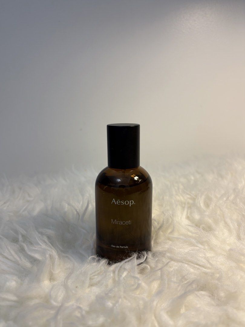 Aesop Miraceti Eau de Parfum (Category: Fragrance & Deodorants) located in Quezon City. Submitted by AAAAAF14 (Listing ID 1463083186, Image 1). Description: like few sprays missing - Aesop Miraceti Eau de Parfum - Full bottle - Sophisticated amber glass bottle with black cap - Ideal for everyday wear or special occasions.