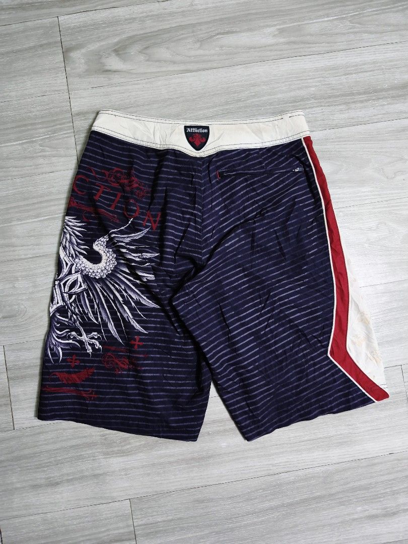 Affliction grunge board short (Category: Shorts) located in Paranaque City. Submitted by pickersform (Listing ID 1462914816, Image 2). Description: - Affliction Grunge Board Shorts waistline 32 / length 21 / opening 12 - Features: Drawstring Waist no flaws excellent condition .