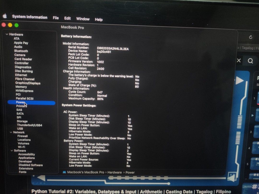 Apple MacBook Pro 13-inch M1 2020 8GB RAM (Category: Laptops & Notebooks) located in Quezon City. Submitted by dellybells03 (Listing ID 1462969110, Image 2). Description: - MacBook Pro 13-inch (2020) - M1 Chip - 8GB Memory -86% bh - Excellent for everyday tasks - Good working condition - Selling due to upgrade open for nego.