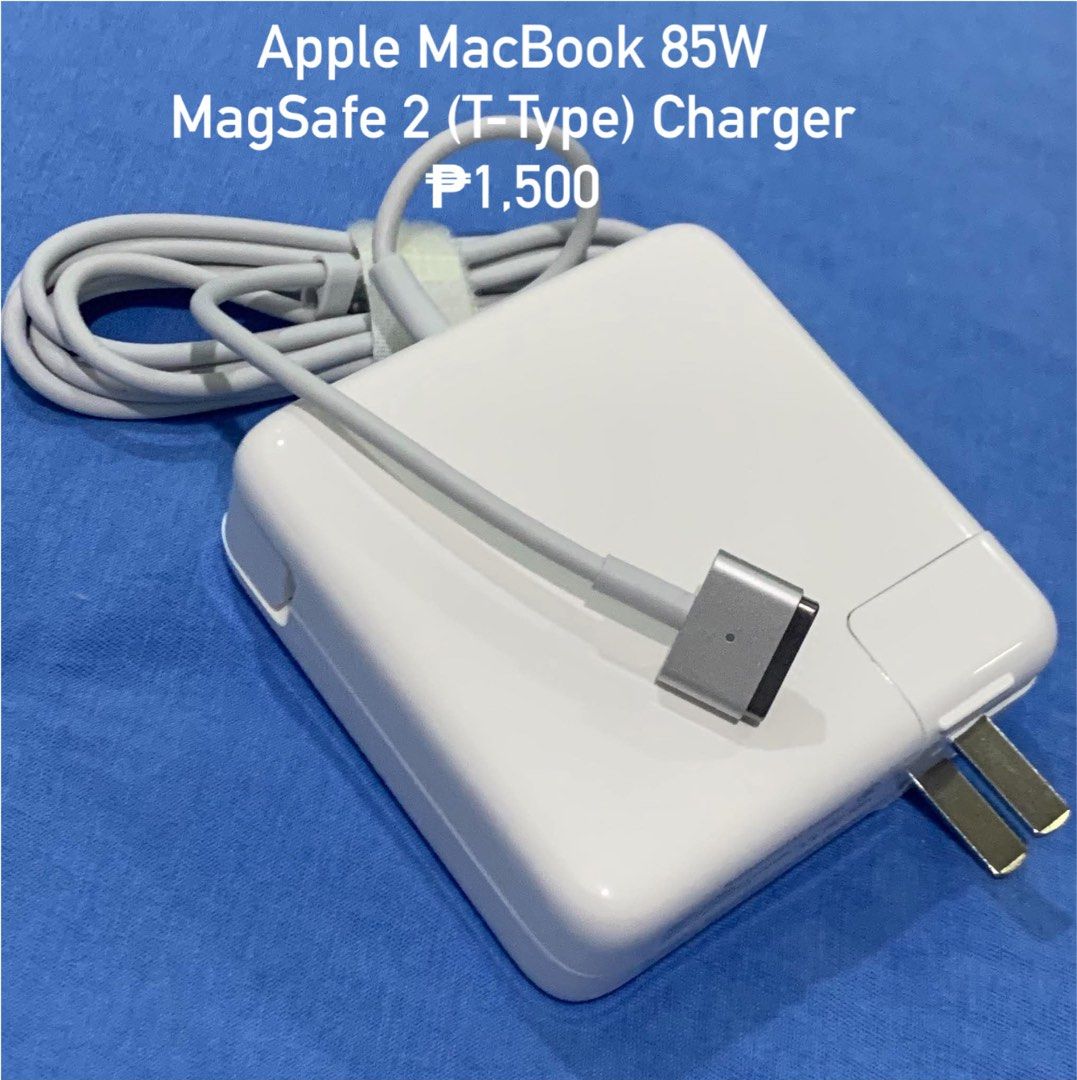 Apple MagSafe 2 85W Charger (T-tip) MagSafe 2 Charger (Category: Chargers) located in San Juan City. Submitted by ph_gadgets_hub (Listing ID 1462888310, Image 1). Description: 𝐅𝐋𝐀𝐒𝐇 𝐒𝐀𝐋𝐄🔥 ₱1,500 85W • MagSafe 2 (T-tip) MacBook air and MacBook pro charger❣️ compatibility:✨ macbook Air macbook Pro macbook (Retina) 🚀We offer (same day delivery) within ncr/metromanila,pampanga,tarlac,bulacan,malabon,caloocan,quezoncity,marikina,montalban,t