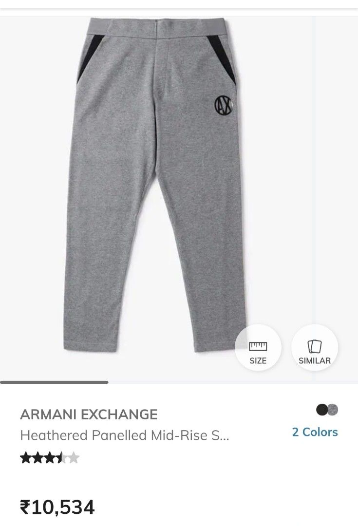 Armani sweat pants (Category: Joggers) located in Bulacan. Submitted by ryldeal030912 (Listing ID 1463103180, Image 1). Description: excellent condition small to medium 30-32" waistline 39" lenght 6" hem.