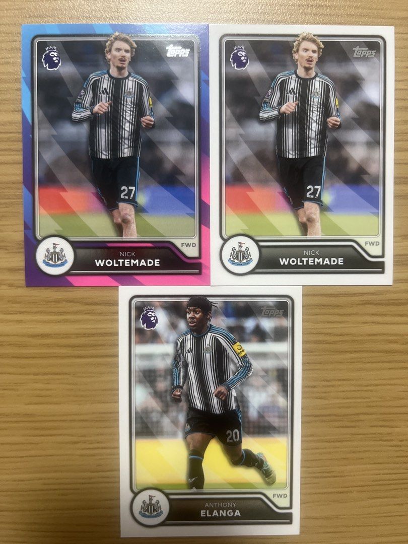 Assorted characters (Category: Raw Cards) located in Singapore. Submitted by wah_zai1990 (Listing ID 1462944921, Image 10). Description: Selling Topps Premier League football cards. Featuring Newcastle United players: Sven Botman, Malick Thiaw, Tino Livramento, Lewis Hall, and Dan Burn. Great for any Newcastle fan or football card collector. Grab these players for your collection!.