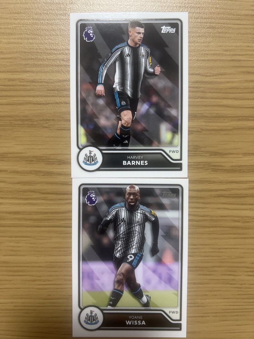 Assorted characters (Category: Raw Cards) located in Singapore. Submitted by wah_zai1990 (Listing ID 1462944921, Image 9). Description: Selling Topps Premier League football cards. Featuring Newcastle United players: Sven Botman, Malick Thiaw, Tino Livramento, Lewis Hall, and Dan Burn. Great for any Newcastle fan or football card collector. Grab these players for your collection!.