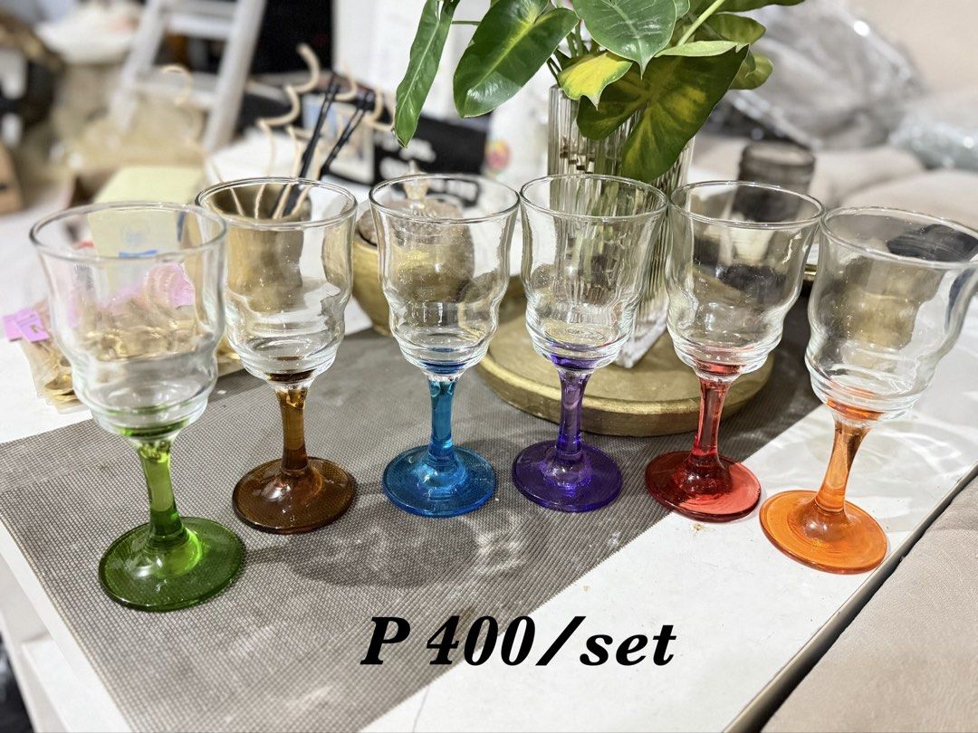 Assorted Multicolored Goblets, wine glass, cup & saucers (Category: Coffee & Tea Tableware) located in Caloocan City. Submitted by erokawaii (Listing ID 1462889137, Image 1). Description: Decluttering our glasses , tea and coffee cups. Most of these are from saudi. Please see price on each photo. ❗️Bagong Barrio Caloocan.