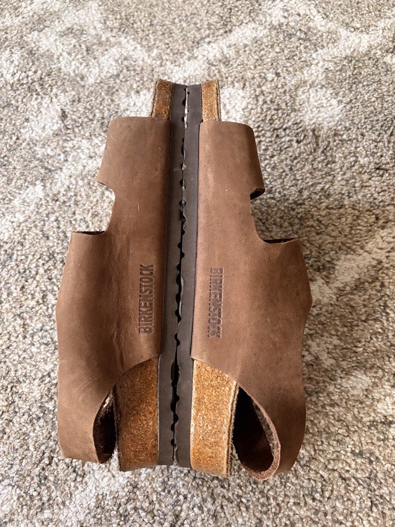 Auth Preloved Birkenstock Milano (Category: Slippers and slides) located in Paranaque City. Submitted by silentstone.dolphin (Listing ID 1463066284, Image 3). Description: Oiled Leather.. Brass Buckle.. Visible Print.. Size 37R.. Unisex.. Super Nice in Actual😍.
