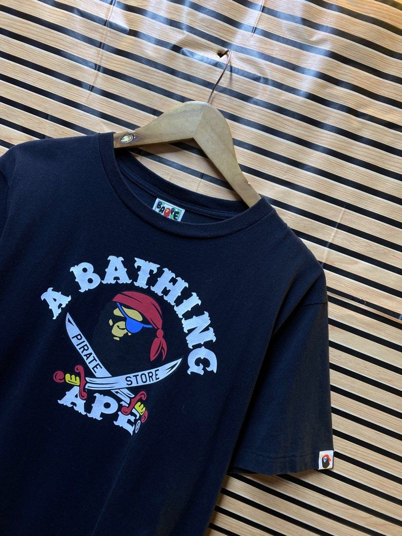 AUTHENTIC BAPE PIRATES (BLACK) “As New” (Category: Tshirts & Polo Shirts ) located in Makati City. Submitted by drip.poww (Listing ID 1462999801, Image 2). Description: - Authentic Bape - Color: Black - Size: Meduim - Dimes: 21.5x27 - Authentic - Excellent condition - Need wash, fresh from bale - Material: 100% Cotton Please don’t expect too much—these are thrifted (ukay) items. 😊 !!STILL NEGOTIABLE!!.