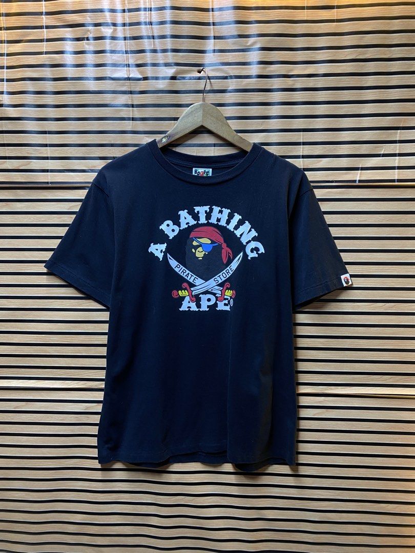 AUTHENTIC BAPE PIRATES (BLACK) “As New” (Category: Tshirts & Polo Shirts ) located in Makati City. Submitted by drip.poww (Listing ID 1462999801, Image 1). Description: - Authentic Bape - Color: Black - Size: Meduim - Dimes: 21.5x27 - Authentic - Excellent condition - Need wash, fresh from bale - Material: 100% Cotton Please don’t expect too much—these are thrifted (ukay) items. 😊 !!STILL NEGOTIABLE!!.