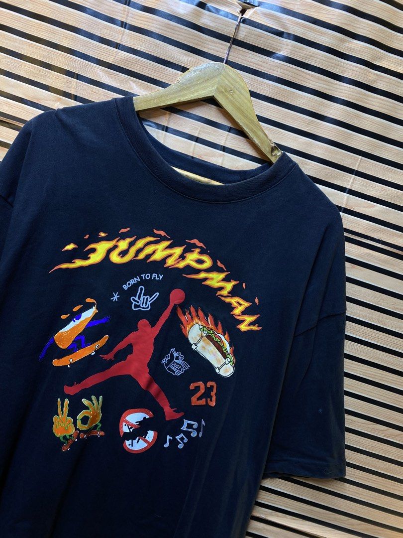 AUTHENTIC JORDAN JUMPMAN “GRAPHIC TEE” (Category: Tshirts & Polo Shirts ) located in Makati City. Submitted by drip.poww (Listing ID 1462945572, Image 2). Description: - Authentic Jordan - Color: Black - Size: XXL - Dimes: 26x30 - Authentic - Excellent condition - Need wash, fresh from bale - Material: 100% Cotton Please don’t expect too much—these are thrifted (ukay) items. 😊 !!STILL NEGOTIABLE!!.