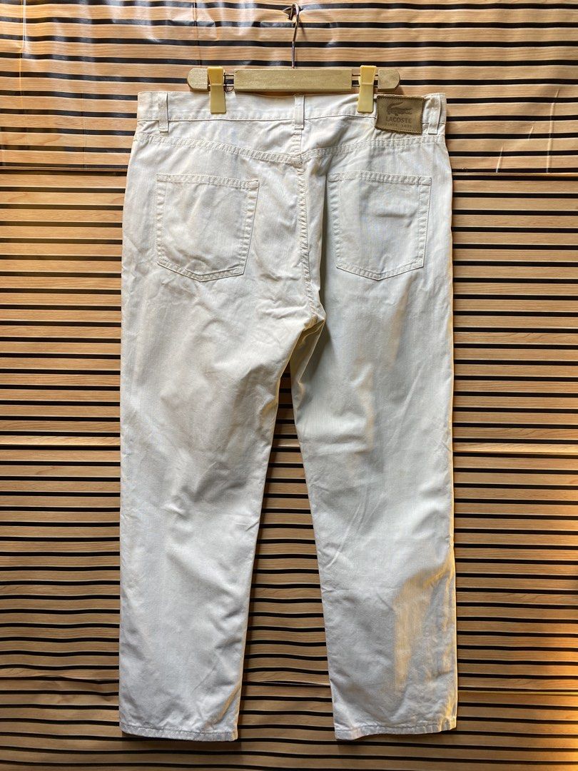 AUTHENTIC LACOSTE PANTS (Category: Jeans) located in Makati City. Submitted by drip.poww (Listing ID 1462951828, Image 1). Description: - Authentic Lacoste - Color: Beige - Size: XL - Dimes: W: 36 L: 42 LH: 9.5 - Authentic - Excellent condition - Need wash, fresh from bale - Material: 100% Cotton Please don’t expect too much—these are thrifted (ukay) items. 😊 !!STILL NEGOTIABLE!!.
