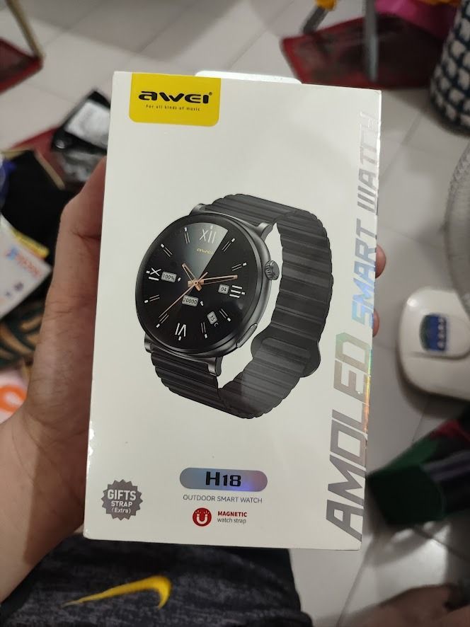 Awei Smart Watch H18 AMOLED Screen NEW Tags Redmi Active (Category: Wearables & Smart Watches) located in Quezon City. Submitted by cosmic_xhenon (Listing ID 1462888702, Image 1). Description: Selling Awei Smart Watch Series 18 Brand NEW AND SEALED AMOLED SCREEN MAGNETIC STRAP FOR ONLY 1.8K PESOS ORIG SRP IS 3.3K RFS: COMPANY RAFFLE FREEBIES.
