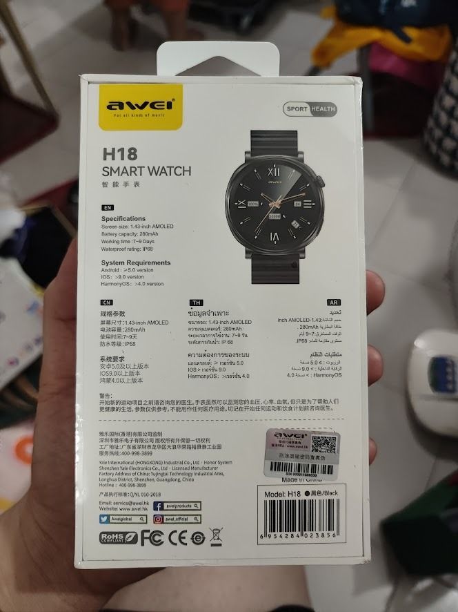 Awei Smart Watch H18 AMOLED Screen NEW Tags Redmi Active (Category: Wearables & Smart Watches) located in Quezon City. Submitted by cosmic_xhenon (Listing ID 1462888702, Image 2). Description: Selling Awei Smart Watch Series 18 Brand NEW AND SEALED AMOLED SCREEN MAGNETIC STRAP FOR ONLY 1.8K PESOS ORIG SRP IS 3.3K RFS: COMPANY RAFFLE FREEBIES.