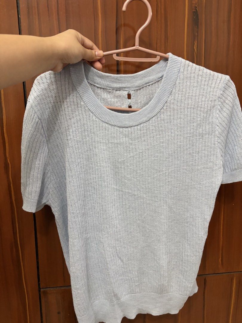 Baby Blue Knitted Top (Category: Others Tops) located in Pateros City. Submitted by downsizin (Listing ID 1463102509, Image 2). Description: Size M-L .