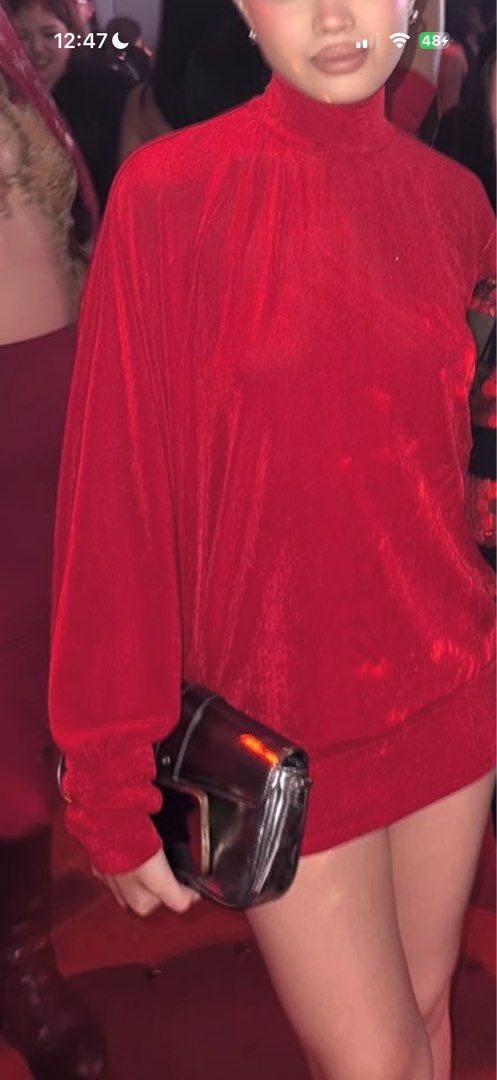 Backless red dress (Category: Dresses) located in Pasig City. Submitted by curatedbymaria (Listing ID 1462924396, Image 2). Description: Great party dress! Can fit xs-m.