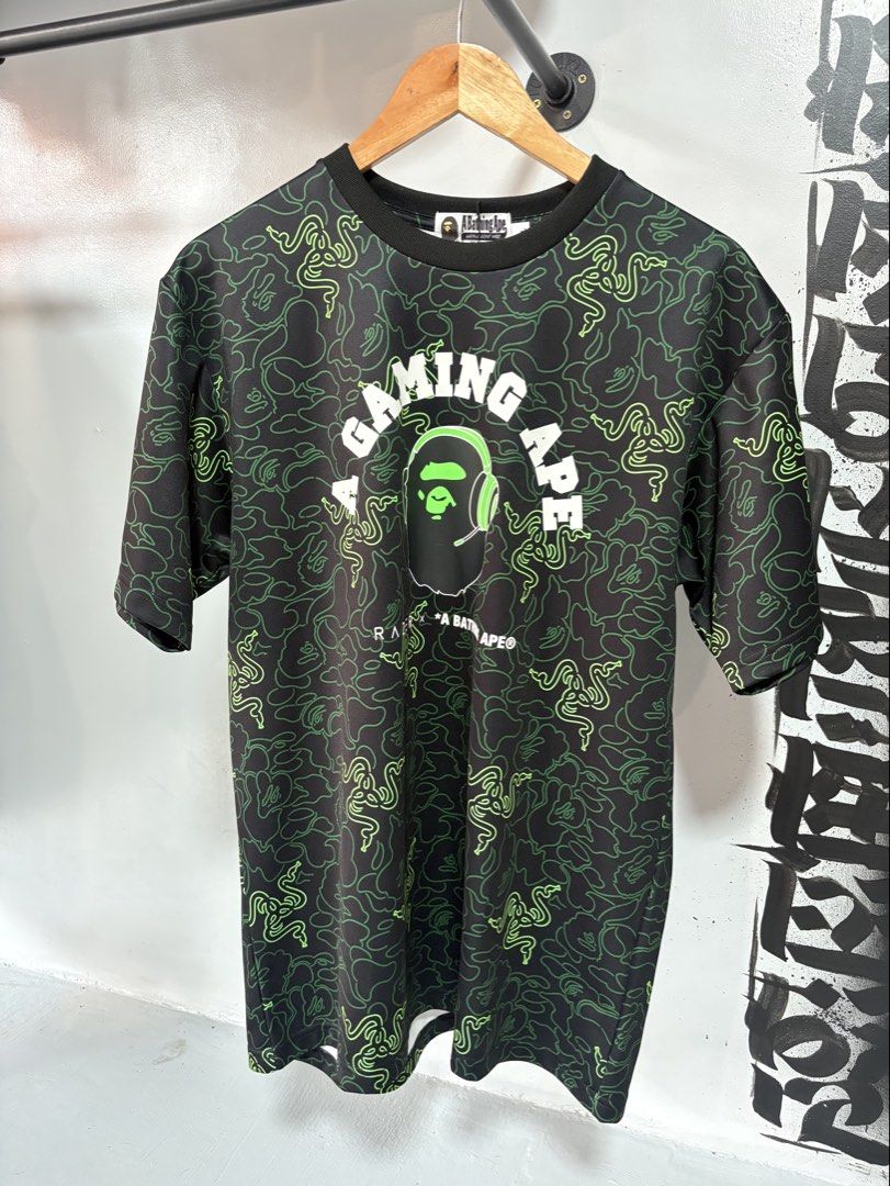 Bape x Razer T-shirt (Category: Activewear) located in Manila. Submitted by bravestone14 (Listing ID 1463077389, Image 1). Description: Bape x Razer Tee 22x30 No issue Good as new Price: 3500+sf Thankyou and appreciate✨.