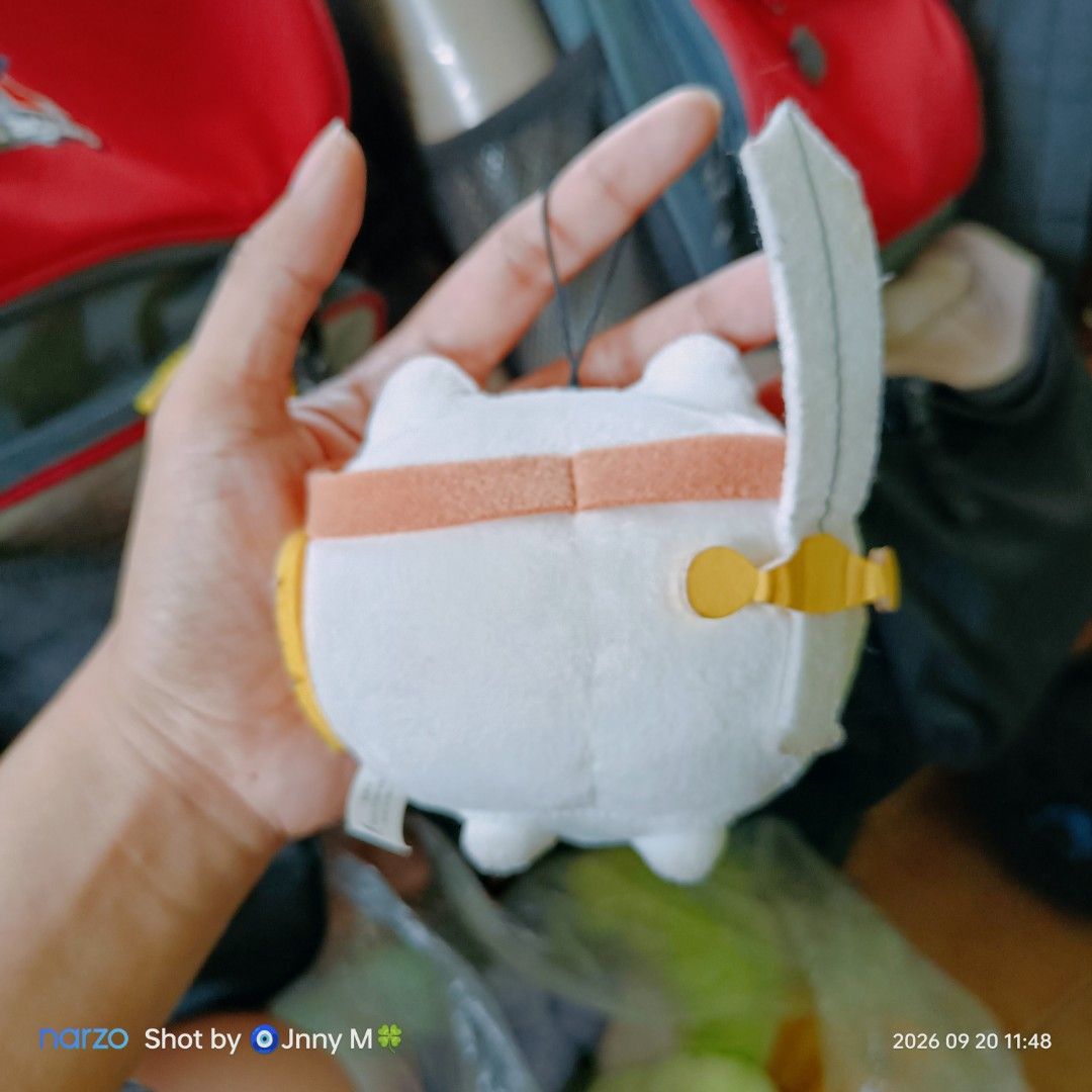 Battle Cats Cat Plush Keychain with Sword (Category: Plushies & Soft Toys) located in Taguig. Submitted by mhayestufftoys (Listing ID 1462916079, Image 2). Description: - Adorable Battle Cats plush keychain - Features the iconic cat character with a mini sword - Comes with a loop for easy hanging on bags or keys - Small, portable, and a must-have for Battle Cats fans.