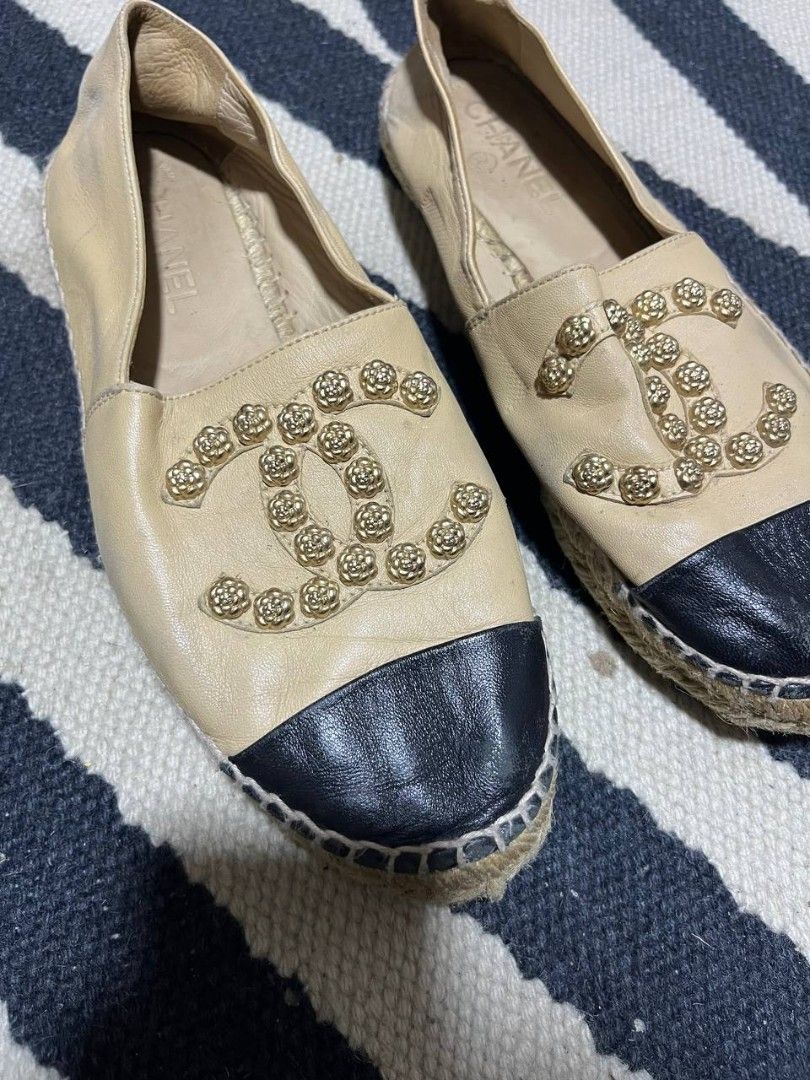 beige leather Chanel espadrilles 2015 (Category: Sneakers & Footwear) located in Quezon City. Submitted by michypeachyy1 (Listing ID 1463046349, Image 2). Description: 3000 plus shipment size 39 EU issue last pic only.
