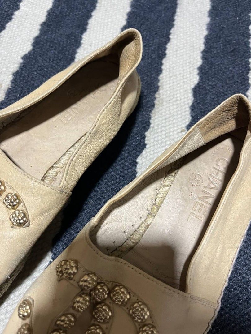 beige leather Chanel espadrilles 2015 (Category: Sneakers & Footwear) located in Quezon City. Submitted by michypeachyy1 (Listing ID 1463046349, Image 3). Description: 3000 plus shipment size 39 EU issue last pic only.