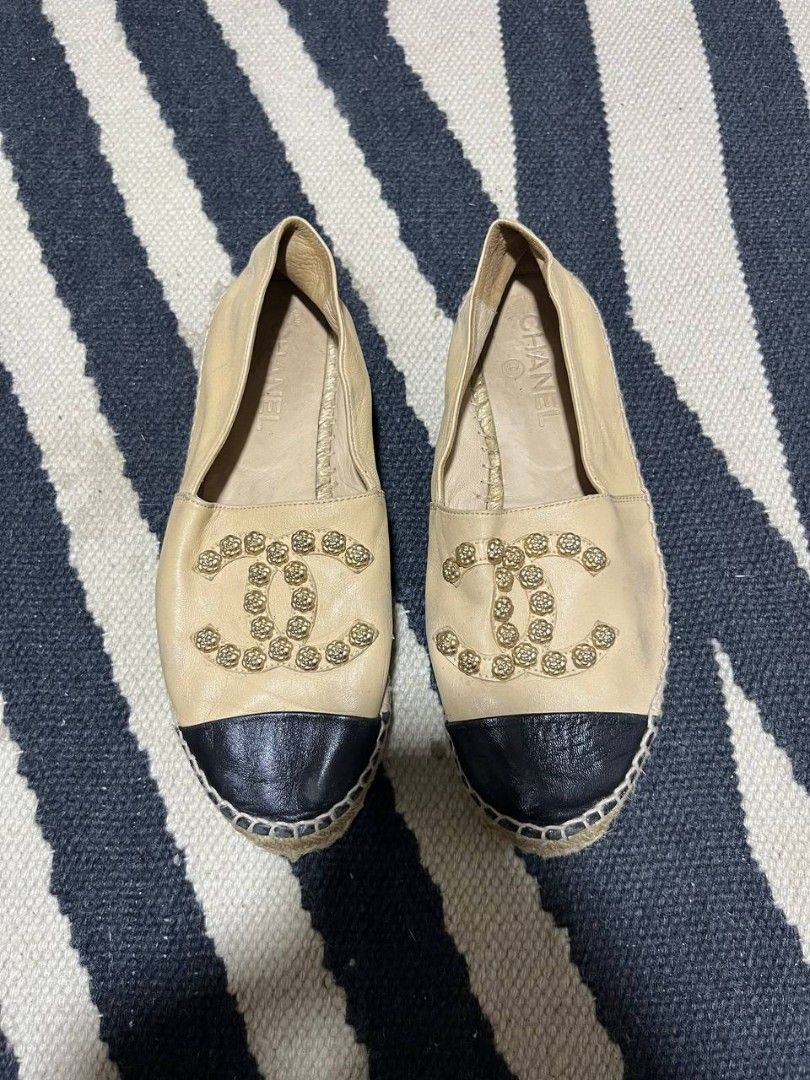 beige leather Chanel espadrilles 2015 (Category: Sneakers & Footwear) located in Quezon City. Submitted by michypeachyy1 (Listing ID 1463046349, Image 1). Description: 3000 plus shipment size 39 EU issue last pic only.
