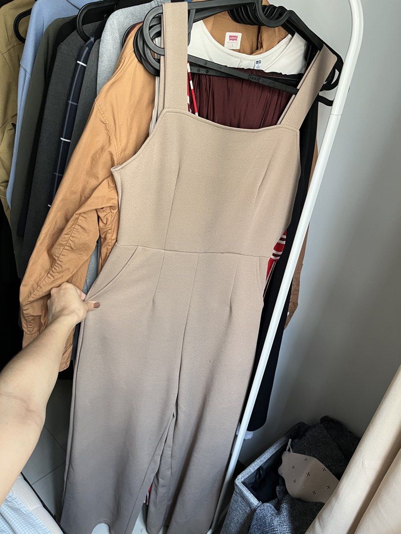 Beige Square Neck Jumpsuit with Pockets (Category: Jumpsuits) located in Dasmarinas. Submitted by 365daysofsummer (Listing ID 1462914564, Image 3). Description: Worn once or twice Small Two side pockets RFS: major decluttering / change of wardrobe.
