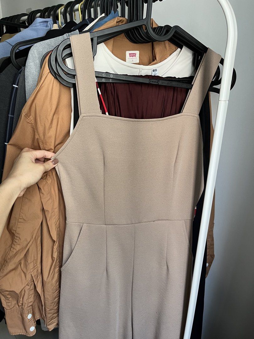 Beige Square Neck Jumpsuit with Pockets (Category: Jumpsuits) located in Dasmarinas. Submitted by 365daysofsummer (Listing ID 1462914564, Image 1). Description: Worn once or twice Small Two side pockets RFS: major decluttering / change of wardrobe.