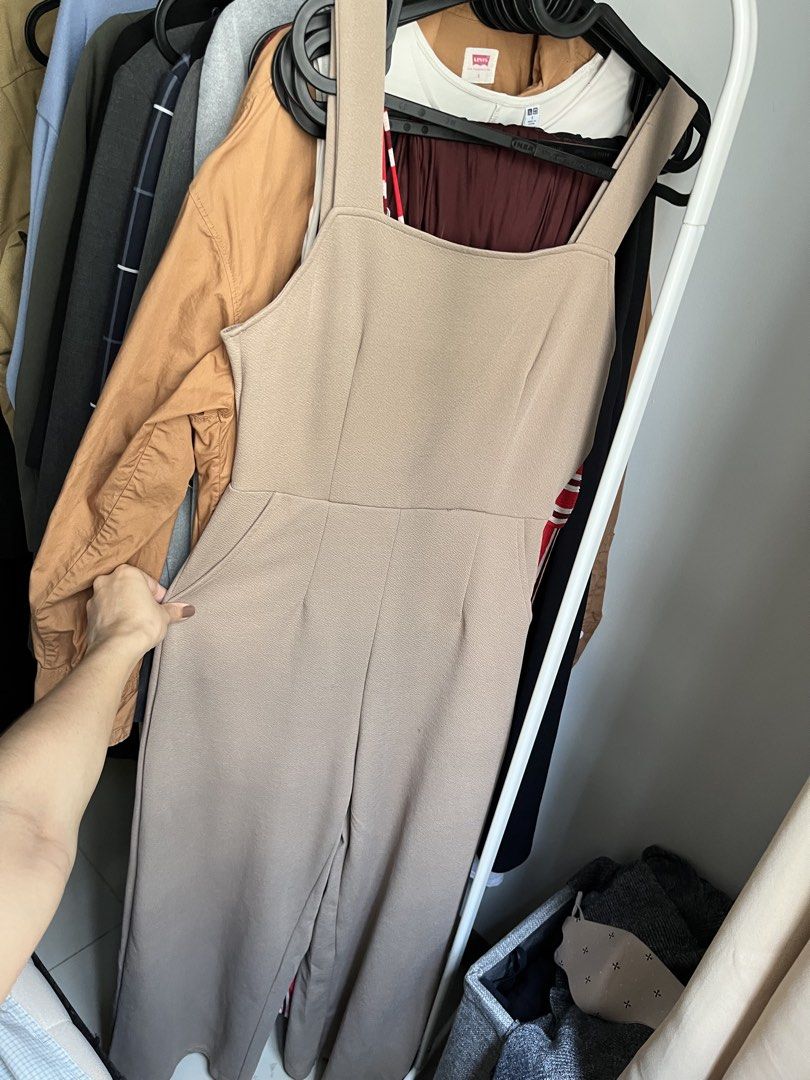 Beige Square Neck Jumpsuit with Pockets (Category: Jumpsuits) located in Dasmarinas. Submitted by 365daysofsummer (Listing ID 1462914564, Image 2). Description: Worn once or twice Small Two side pockets RFS: major decluttering / change of wardrobe.