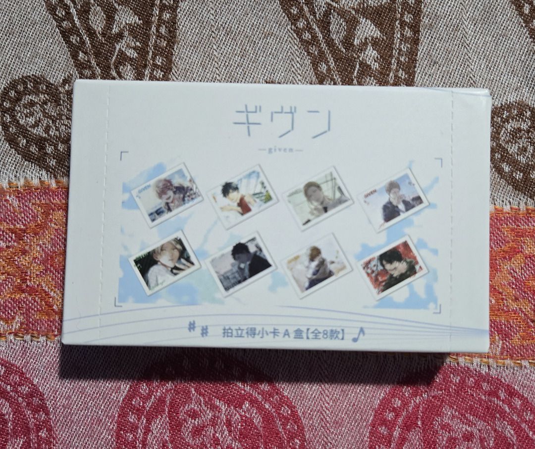 [BL Merch] Given CODA:NextVerse Series Check Style Card (Category: Raw Singles) located in Quezon City. Submitted by animeblmerchs (Listing ID 1463059240, Image 1). Description: Given CODA:NextVerse Series Check Style Card - Set of 8 photo cards from the anime Given. - Sealed - On hand, ready to be shipped - Php1400 + SF MOP: Gcash/Maya/BPI/Metrobank/Unionbank.