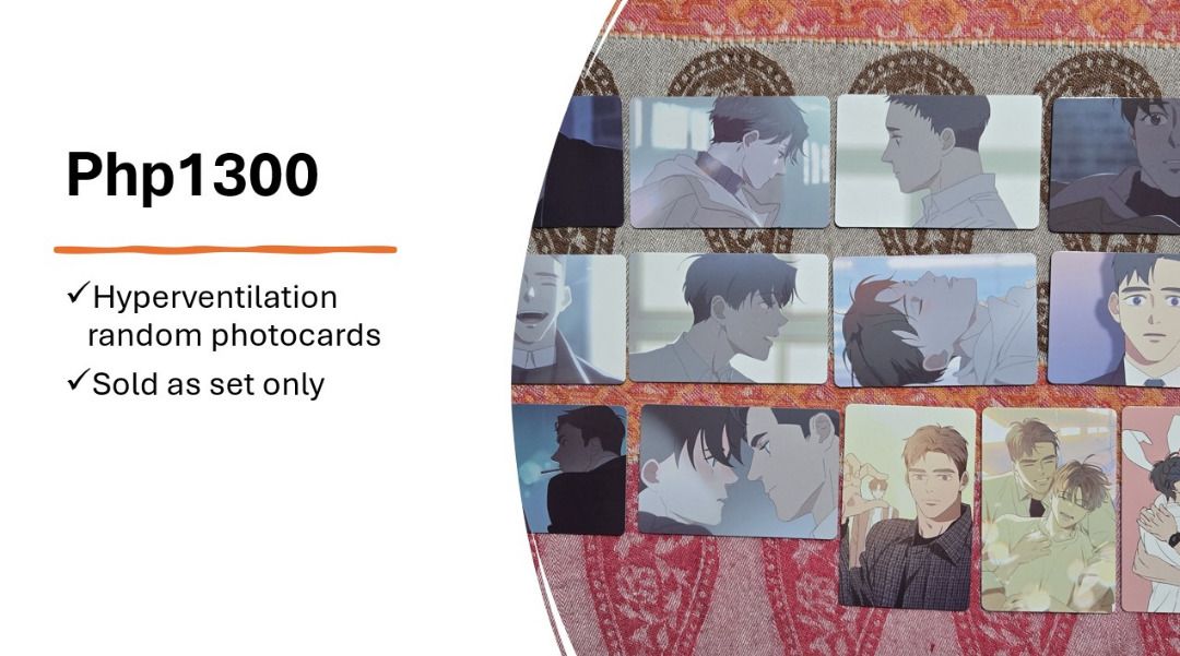 [BL Merch] Hyperventilation (CN) - Random Photocard set (Category: K-Wave Merchandise) located in Quezon City. Submitted by animeblmerchs (Listing ID 1463087033, Image 2). Description: Hyperventilation (CN) Photocards - STRICTLY sold as set only!!! (cannot be bought individually). - Php1300 + SF - Onhand, ready for shipping MOP: Gcash/Maya/BPI/Metrobank/Unionbank.