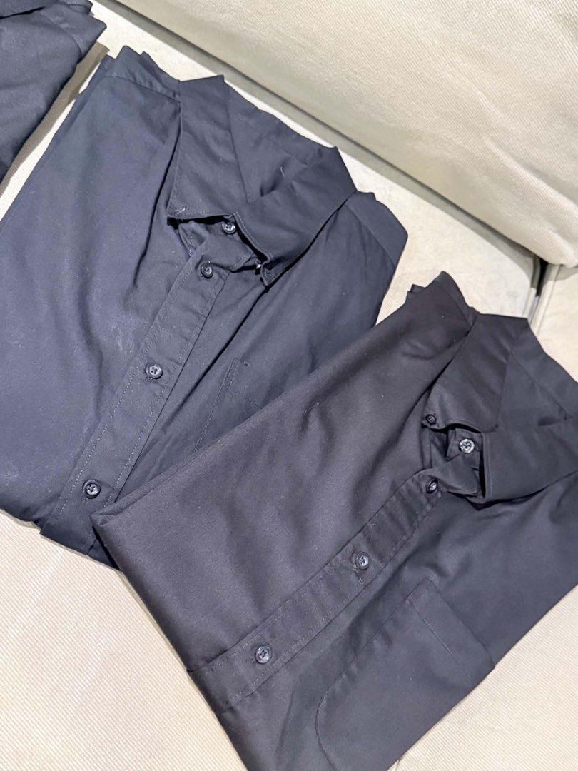 Black business office long sleeve (Category: Coats, Jackets and Outerwear) located in Taguig. Submitted by annebydesign (Listing ID 1462955334, Image 3). Description: Hi all. Selling my husband’s office longsleeve at a very low price for fast disposal- he decluttered 41pcs 😲😅 Below are Plain Black Office Long-sleeve. Selling each for ₱200 (1k cxa as custom made) •Like new. Custom made ng personal tailor n husband •All size LARGE- slim fit cut •