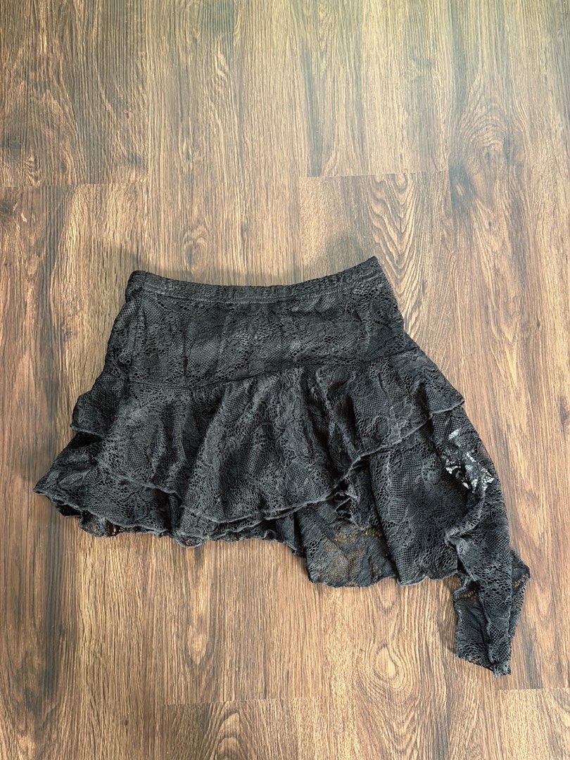 Black mini lace skirt (Category: Skirts) located in Pasig City. Submitted by curatedbymaria (Listing ID 1462924800, Image 1). Description: Black lace skirt Perfect for a night out.