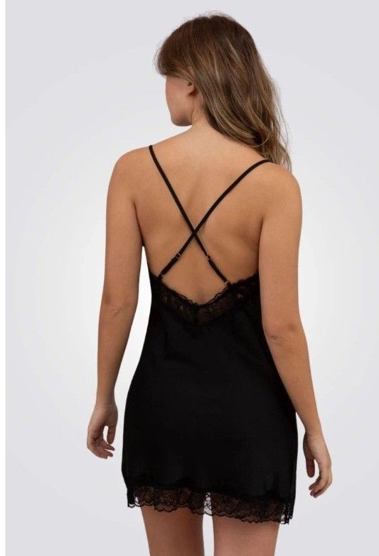 Black Satin nightgown with lace (Category: Undergarments & Loungewear) located in Cabanatuan. Submitted by miss.maia (Listing ID 1463070187, Image 2). Description: Black Satin nightgown with lace.
