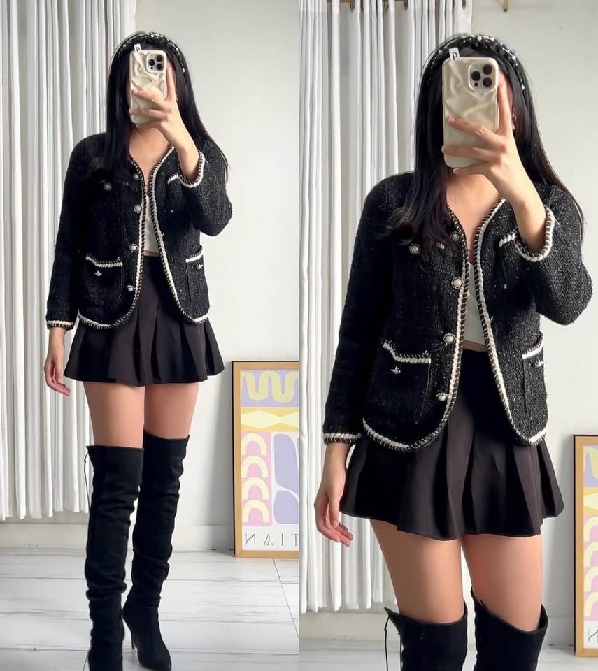Black Tweed Blazer (Category: Coats, Jackets and Outerwear) located in Manila. Submitted by zdenise14 (Listing ID 1463002784, Image 1). Description: Never been used, sinukat lang po. Message for more info (more pics, vid, etc).