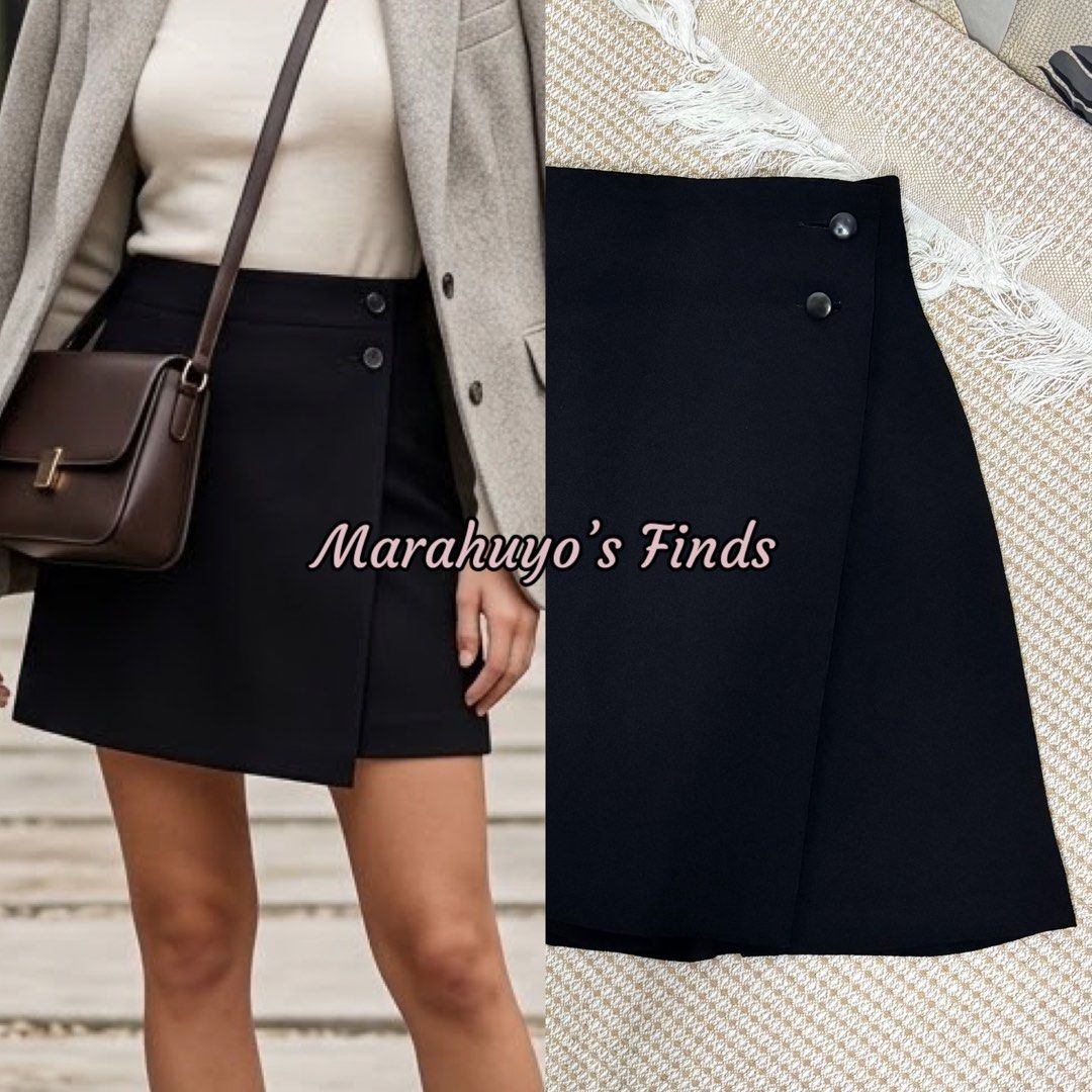 Black Wrap Skirt with Inner Short (Category: Skirts) located in Mabalacat. Submitted by marahuyos.finds (Listing ID 1462930335, Image 2). Description: - Chic black wrap skirt - Features inner shorts for added coverage - Size: XXS - Measurements: Waist 22", Length 17" - Perfect for both casual outings and dressy events.