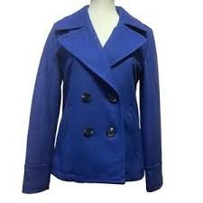 Blue Double-Breasted Peacoat with Striped Lining (Category: Coats, Jackets and Outerwear) located in Manila. Submitted by icamalicdem29 (Listing ID 1463091208, Image 1). Description: - Cool blue peacoat - Double-breasted with black buttons - Fun blue and white striped lining - Ideal for cooler weather - Sharp and stylish look - Measurements available upon request - Feel free to ask questions!.