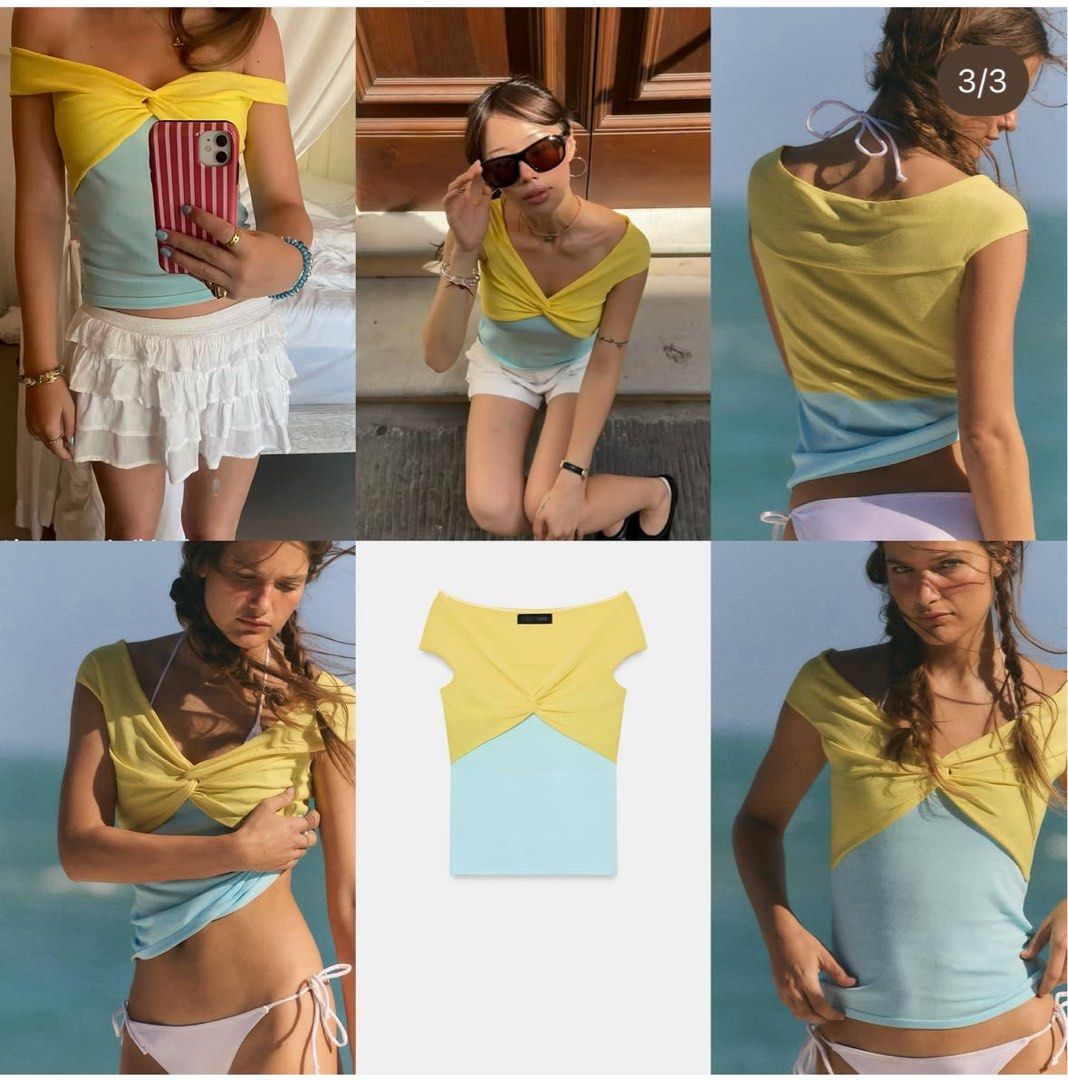 BNWT ZARA KNOTTED KNITTED TOP (Category: Sleeveless) located in Davao. Submitted by zarasteals (Listing ID 1463087982, Image 2). Description: ONHAND BNWT Z🩵R💛 KNOTTED KNITTED TOP SMALL LOVE THE COLOR COMBO!! VERY SUMMER VIBES🌞 OG PRICE: 1,995 SELLING PRICE: PHP950❣️ MINE NOW, PAY NOW📌.