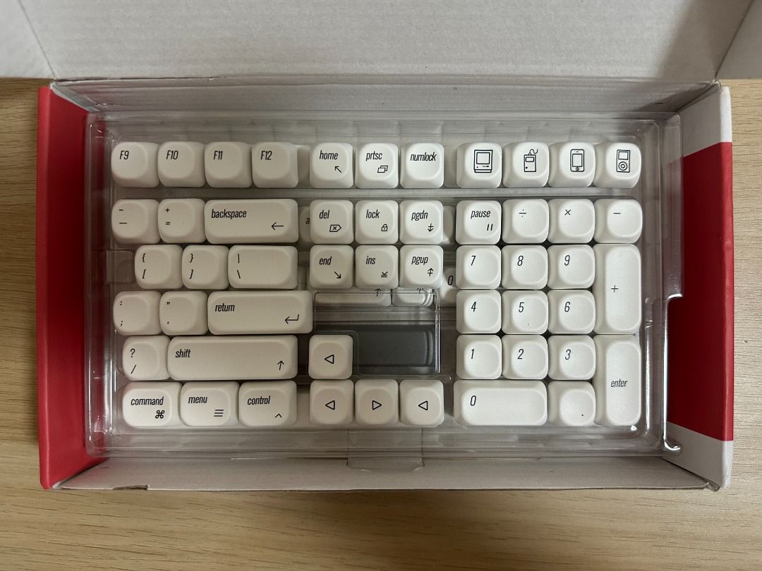 Retro Apple / Mac Style PBT Keycaps (KOA Profile) (Category: Computer Keyboard) located in Mandaluyong City. Submitted by achrovisual (Listing ID 1462917739, Image 2). Description: Selling a brand new, unused Apple-style retro keycap set. Perfect for Mac/Apple aesthetics with a rounded, comfortable KOA profile (similar to MOA). Key Features: • Premium PBT material with dye-sublimated legends • KOA profile (smooth rounded surface for comfortable t