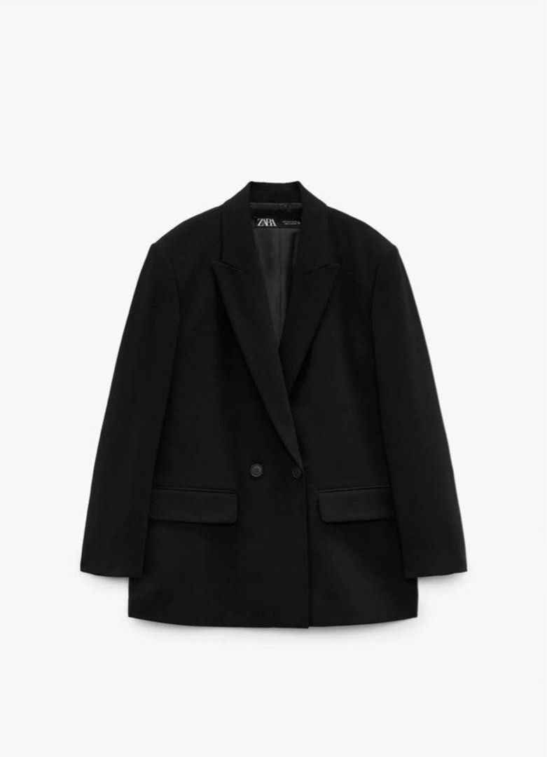 Zara Black Double-Breasted Blazer (Category: Coats, Jackets and Outerwear) located in Calamba. Submitted by al.nicole (Listing ID 1463074855, Image 1). Description: - Classic black Zara blazer - Double-breasted style with two buttons - Two front pockets - Versatile for dressing up or down.