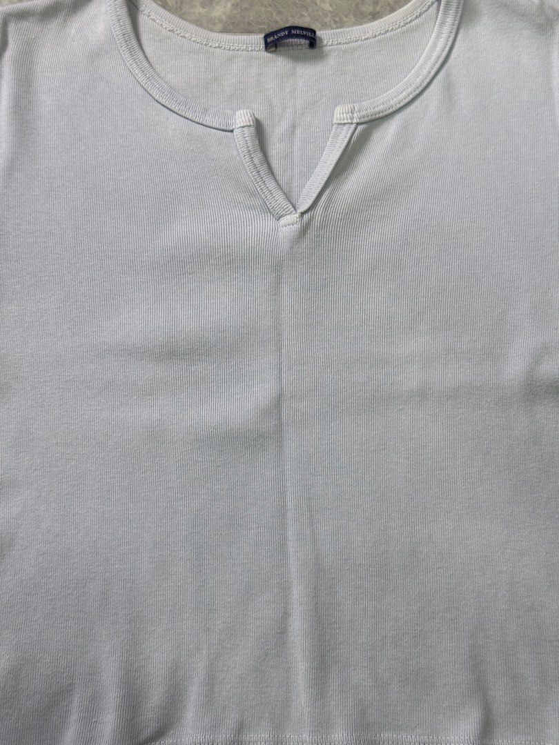 Brandy Melville Blue Ashlyn V-Notch Top (Category: Shirts) located in Trece Martires City. Submitted by pre_lovvved (Listing ID 1463044062, Image 2). Description: length: 40cm bust: 37-38cm.